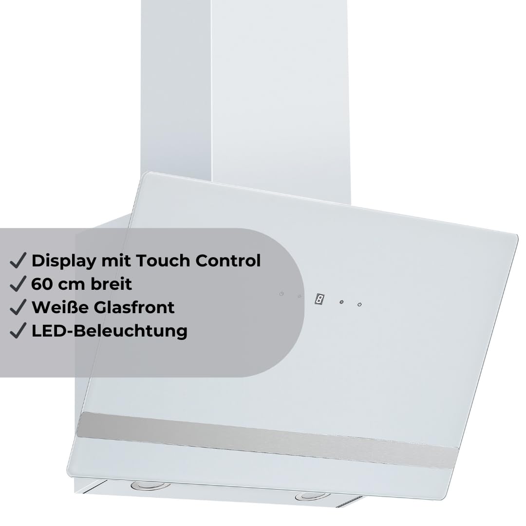 PKM Okap kuchenny S21-60AWTH | biały | szerokość 60 cm | wyświetlacz z funkcją Touch Control
