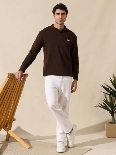 Image of Kvetoo Men's Wool Polo Collar Neck Winter Sweater Full Sleeve Solid Pullover for Casual Office Wear