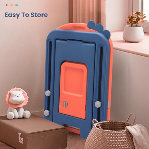 Image of Little Olive Kids Chair and Drawing Board with Easel Plastic Activity Table | Multi Functional Art Station for Toddlers and Preschoolers | Red DIY Easy Assemble Furniture Set for Drawing and Writing