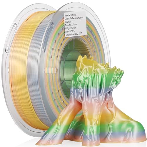 Image of LANDU Silk PLA 3D Printer Filament Multicolor Rainbow PLA Filament 1.75mm Gradient Color Changing Filament 1kg (2.2lbs) Dimensional Accuracy + /- 0.02 mm Silk Rainbow Filament