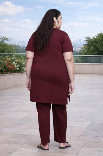 Image of RYSH Women's Printed Cotton Plus Size Longline T-Shirt with Pockets | Cotton fabric - soft longline T-shirt with easy plus-size fit
