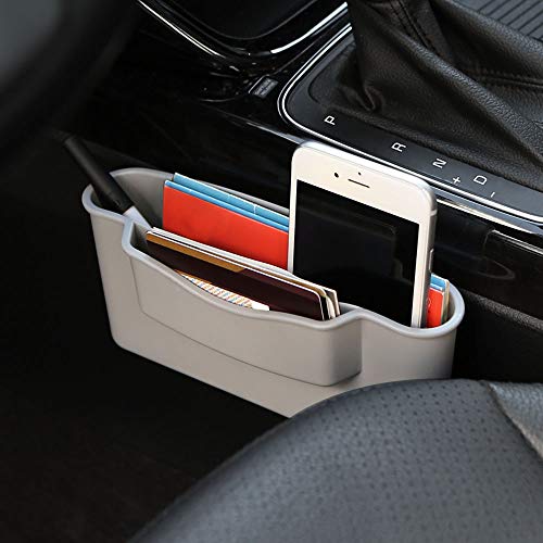 KMMOTORS Double Side Car Organizer Pocket, Dashboard Phone Holder, Console Organizer, Coin Holder, Auto Console Storage for Phones, Earphones, Sunglasses (Beige)