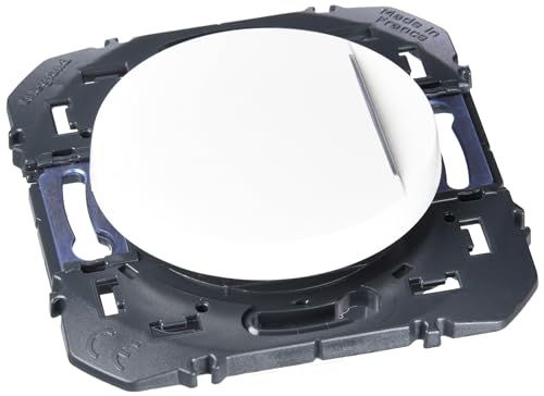LEGRAND | Poussoir Lumineux Blanc, Dooxie, Voyant Bleu Pour Repérage Dans L'Obscurité, Connexion Rapide Sans Outil, Compatible Avec Plaques De Finition