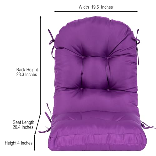 Image of QILLOWAY Outdoor High Back Chair Cushion for Adirondack, All Weather Rocking Chair Cushions Thick Padded Replacement for Patio Furniture Set of 2,Purple