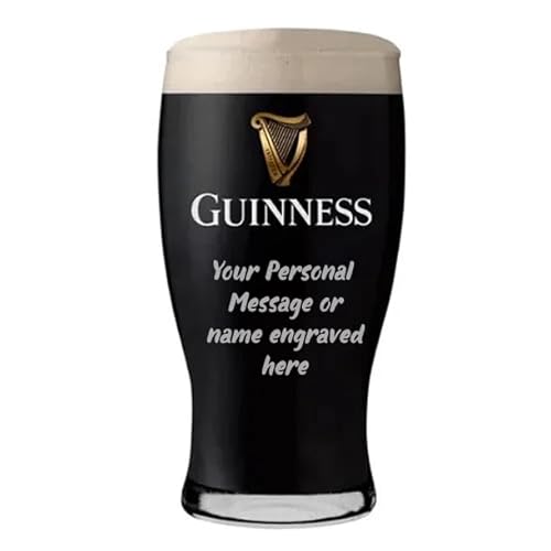 NOT JUST A PRINT Guinness Official Branded Pint Glass – Personalised Engraved Gift – Custom Message Beer Glass – Etched Name Gift for Him, Dad, Birthdays, Christmas – 20oz Gravity Pint Glass