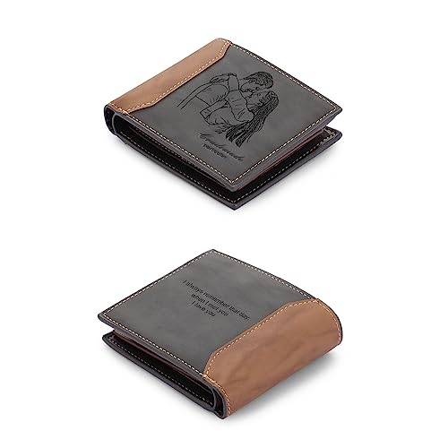 JewelOra Gifts for Men - Personalized Photo Wallet for Men - Custom Picture Wallet for Dad - Engraved Text PU Leather Wallet for Father Personalized Gifts