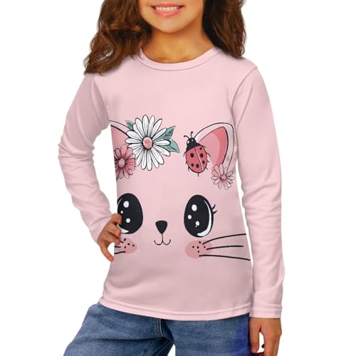 Cute Tops for Girls 3-16 Years Long Sleeve Shirts for Kids Casual Crew Neck Tees Comfy Soft Blouse for Outdoor2