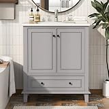 Photo Gallery komhtom armadio bagno con lavabo, 2 ante, cassetti e ripiani regolabili, 76 x 46 x 87 cm, mobile moderno - mdf - armadietto portaoggetti in legno (grigio) Photo Gallery komhtom armadio bagno con lavabo, 2 ante, cassetti e ripiani regolabili, 76 x 46 x 87 cm, mobile moderno - mdf - armadietto portaoggetti in legno (grigio)