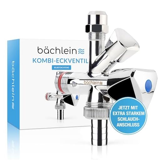 Bächlein Universal Kombi-Eckventil selbstdichtend, Kombinations-Eckventil für Kalt- und Warmwasserleitungen mit vielfältigen Anschlussmöglichkeiten, Eckventil
