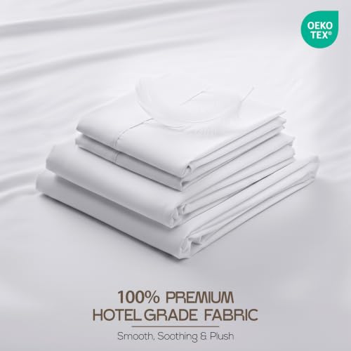 Image of 10-Pack Full Size Hotel Sheet Set, Soft Brushed Microfiber Commercial Sheets, Resort Quality Bedding, Deep Pocket, Shrink & Fade Resistant, Easy Care, White
