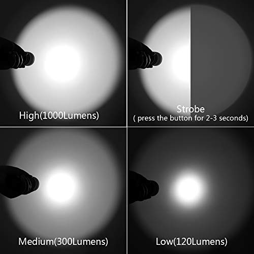 VOLADOR Diving Flashlight, 1000 Lumen Waterproof Diving Torch Rechargeable Scuba Dive Lights 150M Underwater LED Flashlight White Submersible Lights with 1x 18650 Battery and Charger