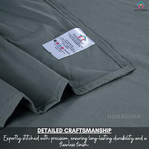 Image of HOMADORN Premium Polycotton Flat Bedsheet for Double Bed with 2 Pillow Covers - Soft, Durable & Wrinkle-Resistant (Smoky Grey)