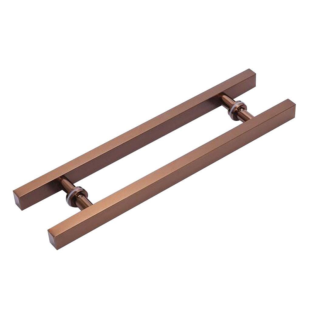 Gthtuhfd Rose Gold Black Stainless Steel Push Pull Door Handle H-Shape Back To Back For Glass Doors Office Doors,-Hole Pitch 15.7 In