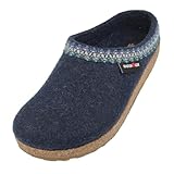 HAFLINGER Grizzly Zigzag Felt Clog Unisex Wool Blue (Captains Blue 79) EU 41
