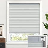 LazBlinds Cordless Cellular Shades, No Tools No Drill Light Filtering Honeycomb Shades Pleated Blinds for Windows, 20'' W x 48'' H, Dark Grey