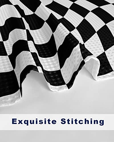 Vdlbt Checkered Shower Curtains Black And White 70S Aesthetic Modern Abstract Geometric Plaid Bath Curtain Waterproof Waffle Fabric Bathroom Curtain Set With Hooks Decoration 72 X 72 Inches #TOP3