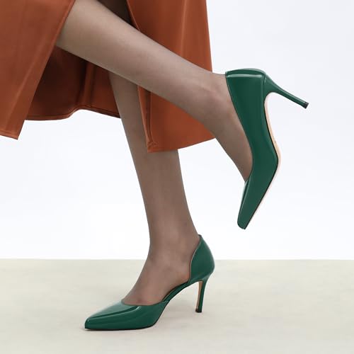 MODENCOCO High Heels for Women Pointed Toe Stiletto Pumps Classic Closed Toe Slip On Heels Patent Porm Party Wedding Dress Shoes 3 Inch3