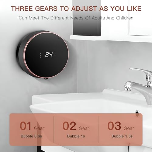 Image of Znine LuxFoam: Automatic Hand Washer & Foam Dispenser for Bathroom - Wall Mounted Smart Rechargeable Shampoo Hand Wash, 280ml, 3 Adjustable Bubble Levels, with Bracket. (Jet Black)