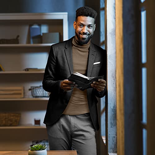 Utopia Wear Camiseta masculina de gola rolê interlock de mistura de algodão premium, Caqui, G