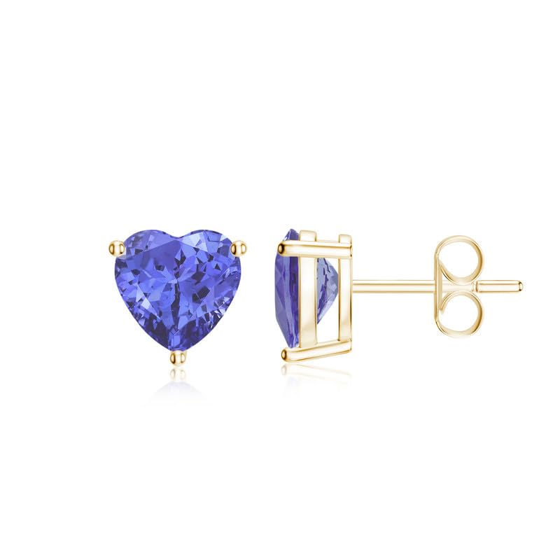 Image of Goldhartz Sterling Silver Genuine, Created or Simulated Birthstone Gemstone 7mm Heart Stud Earrings