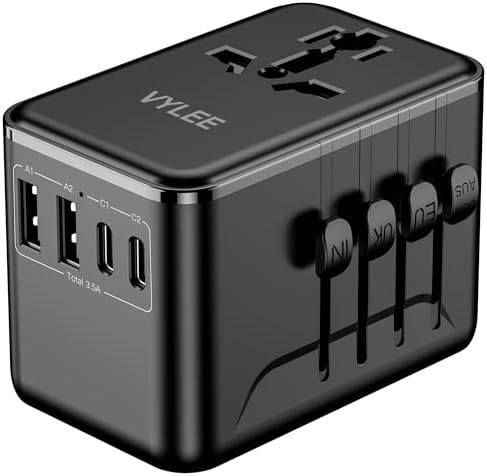 VYLEE Travel Adapter Worldwide, Universal Travel Plug Adapter wit...