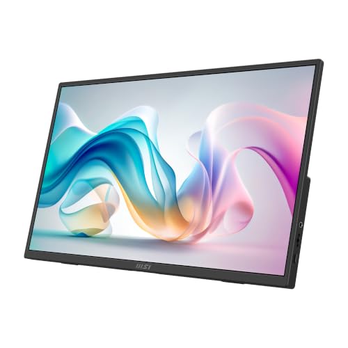 Image of MSI PRO MP165 E6 16-Inch Portable Monitor, 1920x1080 FHD, IPS Panel, 60Hz, 4ms, USB Type-C (DP Alt Mode & 15W PD), Mini HDMI 2.0b, Built-in Speakers, Ultra Slim, Tripod Mount, Anti-Glare, Black
