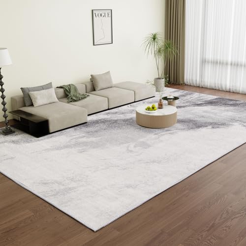 Vamcheer Teppich Wohnzimmer Kurzflor Moderner - Schlafzimmer Teppich Flauschiger,Waschbar Teppiche der Abstraktion,Teppiche Groß für Arbeitszimmer, Büro,Super Weich, Anti-Rutsch,Hellgrau 240x340
