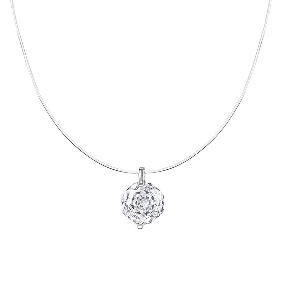 vissen Damen Kristall Halskette Silber 925 Zirkonia Nylonfaden Halskette AnhäNger Zarte Schmuck Geschenk