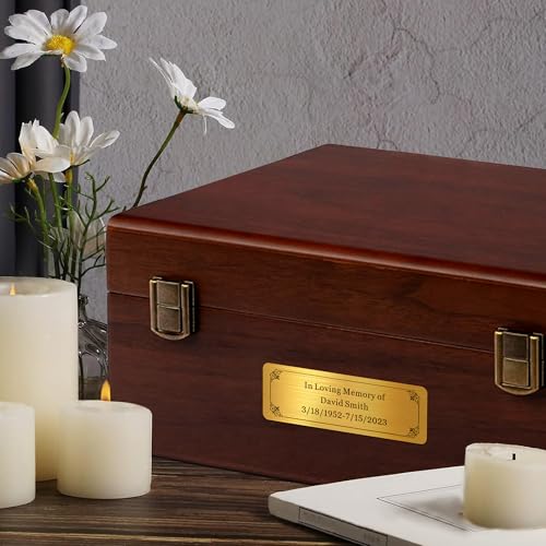 Image of Engraved Name Plates for Urns 1 inch x 3 inch Custom Plaque Trophy Plates Engraved Urn Name Plate Custom Engraved Plate Personalized Engraved Brass Plaque(Round Corner-Gold, 3x1 in)