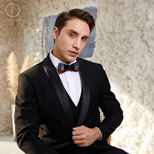 Image of Feather Bow Ties for Men Original Luxury Elegant Wedding Bow Tie Pre-Tied Handmade Mens Bowties for Tuxedo