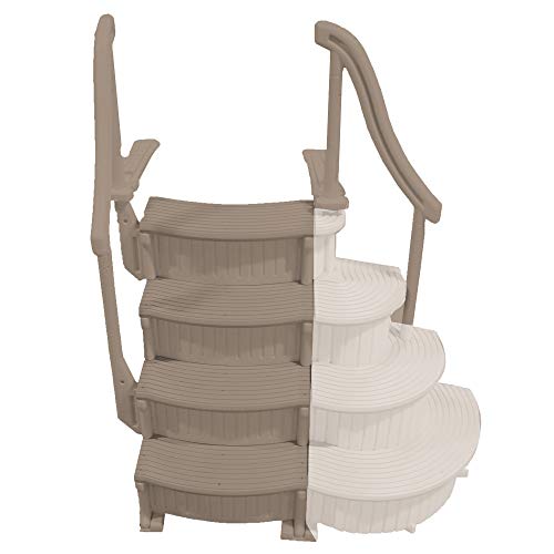 Confer CCX-AG 4 Step Above Ground Swimming Pool Ladder Stair Step Entry System with Handrails, Beige
