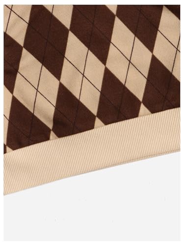 SweatyRocks Girl's Argyle Plaid Sweater Vest Sleeveless Crew Neck Knitted Crop Tank Top4