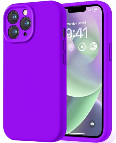 Image of LOVE 3000 Designed for iPhone 13 Pro Max Case, Premium Silicone with [Soft Anti-Scratch Microfiber Lining] Shockproof Protective Phone Case for Holsters 6.7 inch, Neon Purple