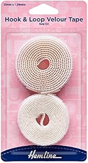 Hemline H653.20 | White Sew-on Hook & Loop Tape | 20mm x 1.25m | Value Pack
