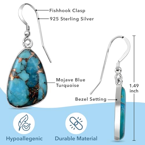 Western Turquoise Earrings for Women in 925 Sterling Silver Drop Dangle Earrings Trendy Fashion Boho Cowgirl Accessories Vintage Turquoise Jewelry for Women Birthday Gifts3