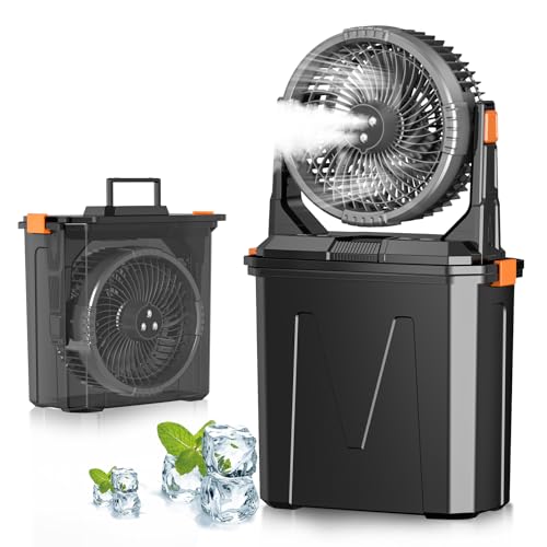 GHORA Portable Misting Fan with 9L Water Tank, 20000mAh Rechargea...