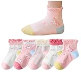 DC DECORIO- A UNIQUE PRODUCT RANGE DC DECORIO Unicorn Theme Girl's Cotton Printed Ankle Length All Weather Kids Socks (Pack Of 5) (Unicorn, 3 To 5 Years), Pink