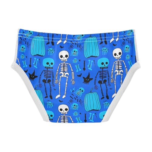 CHIFIGNO Boys Cotton Underwear Soft Briefs Breathable Underwear Briefs for Toddler Boys, Cute Skeletons Pumpkins Blue2