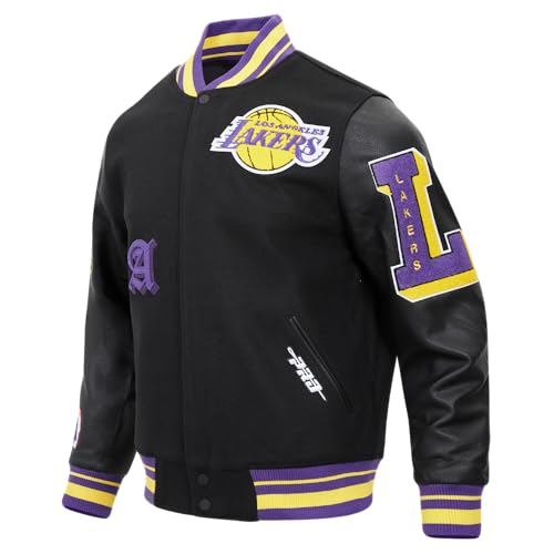 Pro Standard MENS NBA LOS ANGELES LAKERS OLD ENGLISH VARSITY JACKET BLACK/PURPLE L