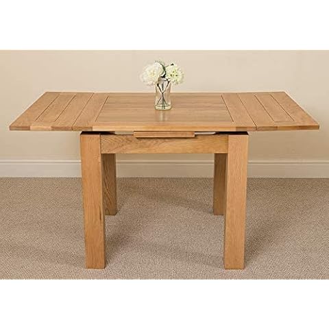 OAK FURNITURE KING Richmond 90-150cm Extending Oak Dining Table Small |  4-6 Seater Solid Wood Dining Table Extendable Cover