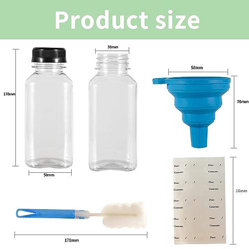 10 Stk 400ml Shot Flaschen zum Befüllen, Leere Plastikflaschen zum Befüllen, Wiederverwendbare Kunststoff Smoothie Saftflaschen zum Befüllen Transparent für Kühlschrank Juicer Shots Wasser Milch
