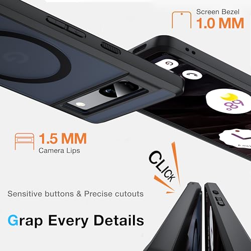 Image of for Google Pixel 7a Case with MagSafe [Adjustable Kickstand] [Charge While Standing] [Military Shockproof] Translucent Matte Soft Silicone Bumper for Google Pixel 7a Phone Case Slim, Black