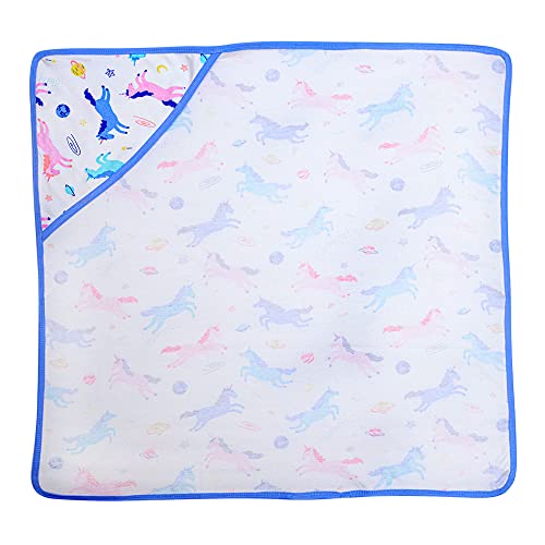 Image of pom-pom SWEET HEARTS Cotton Hooded Swaddle Wrapper for New Born Baby | Two Layer Wrapper /Blanket /Receiving Blanket | Soft, Lightweight and Travel Friendly | (Horse) (0-6 Months)