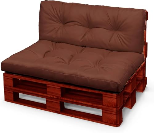 RTSFKFS Cojines Palets 120×80 120×60 80×60 100×60 Exterior 2-Piezas Cojín de Palé Impermeables Cojines for Sofas de palets Asiento, Respaldo de Jardín y Terraza(Café,60x60+60x40cm)