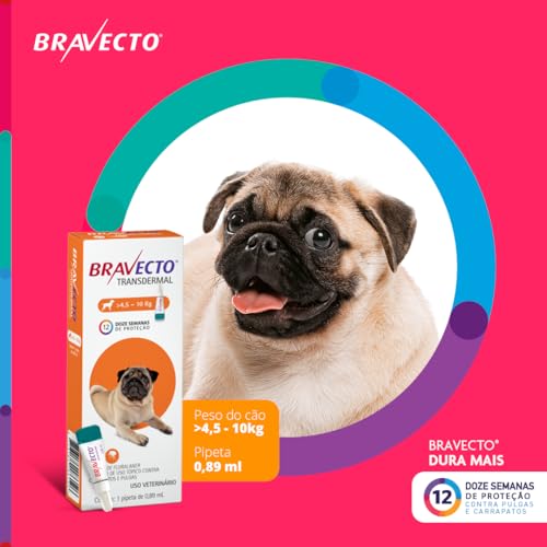 Bravecto Transdermal Cães de 4.5 até 10kg Bravecto para Cães, 4.5 a 10kg,