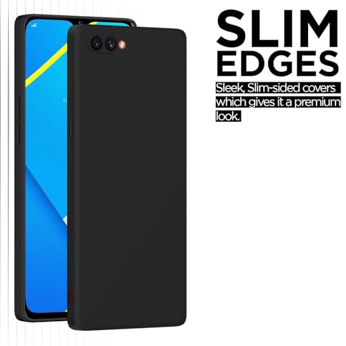 Image of Outlouders Back Cover for Oppo A3s / Realme C1 | Camera Protection | Durable Soft Matte Silicone Bumper Case (Black)