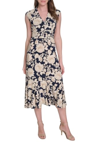 Image of Tommy Hilfiger Women's Cap Sleeve V Neck Empire Midi Dress