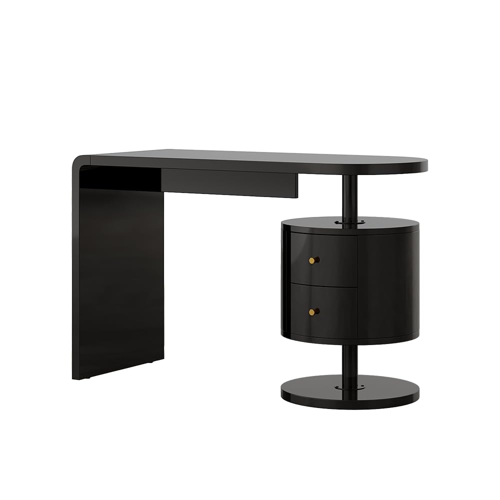 Vicco Scrivania Lara, Nero lucido, 120 x 50 cm | con 2 conducenti, adatto per postazioni di lavoro al computer e applicazioni home office