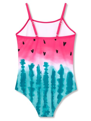 Image of Dvenki Toddler Girls One Piece Swimsuit Adjustable Straps Sizes 2T-10 | quick-dry swim fabric, skin-friendly, ruffle neckline, leopard, check, mermaid prints, swimwear for beach, pool, summer party