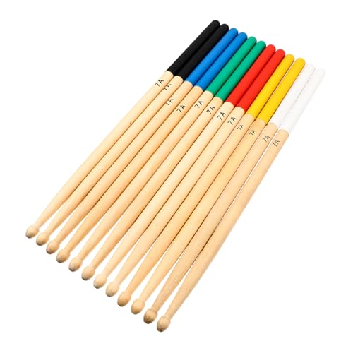 Baquetas ligeras para percusión, juego de 6 pares, accesorios para batería, material plástico, color beige miniatura 1